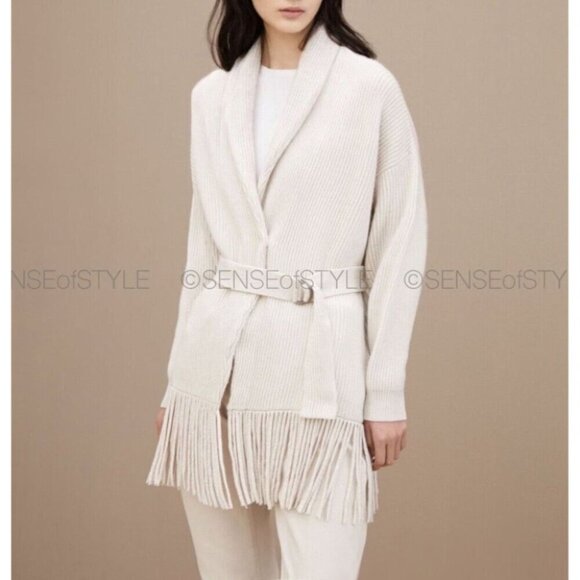 Brunello Cucinelli Cashmere Fringe Cardigan Sweater Top Knit Jacket Women S 40 4 - Picture 7 of 16